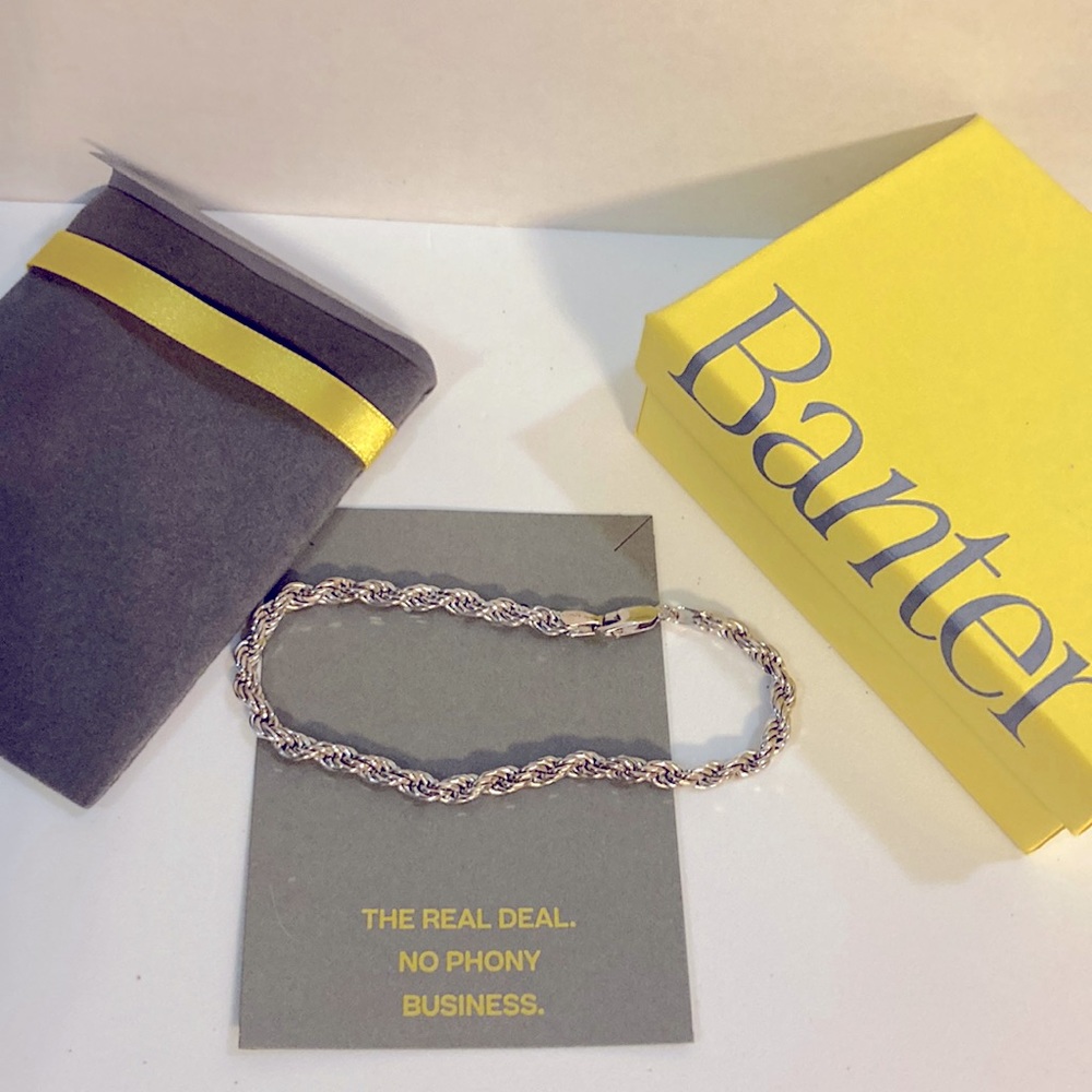 NWT Banter Rope Chain Bracelet 9inch Solid Sterling Silver